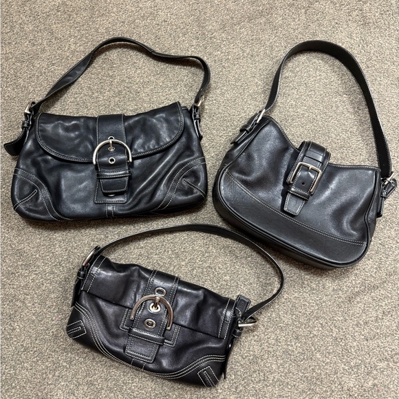 Vintage Coach Y2K Black Leather Soho Mini Baguette Timeless Flap Bag - Picture 9 of 9